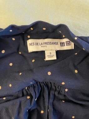 Ines de la Fressange x Uniqlo Navy Polka Dot Blouse